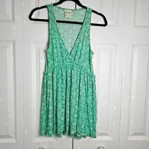 Matilda Jane Dress Womens Small Green Sleeveless Deep V Neck Midi Sundress Tunic